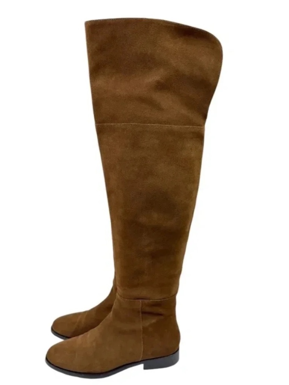 J.Crew Over the Knee Suede Boots 6 Rich Walnut Brown Riding Flat Leather